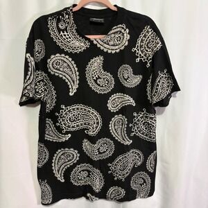 The Hundreds Joshua Vides Paisley T-Shirt Mens Large Black White Streetwear Tee